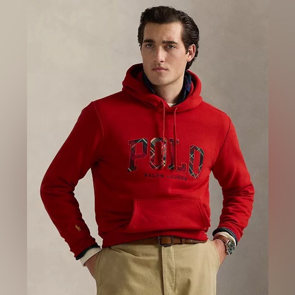 Ralph Lauren Red POLO Logo Pullover Hoodie